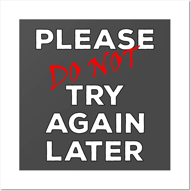 Please Do NOT Try Again Later Wall Art by Best gifts for introverts